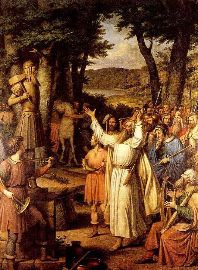 A goði leads the people in sacrificing to an idol of Thor in this painting by J. L. Lund. Photo: Wikimedia Commons