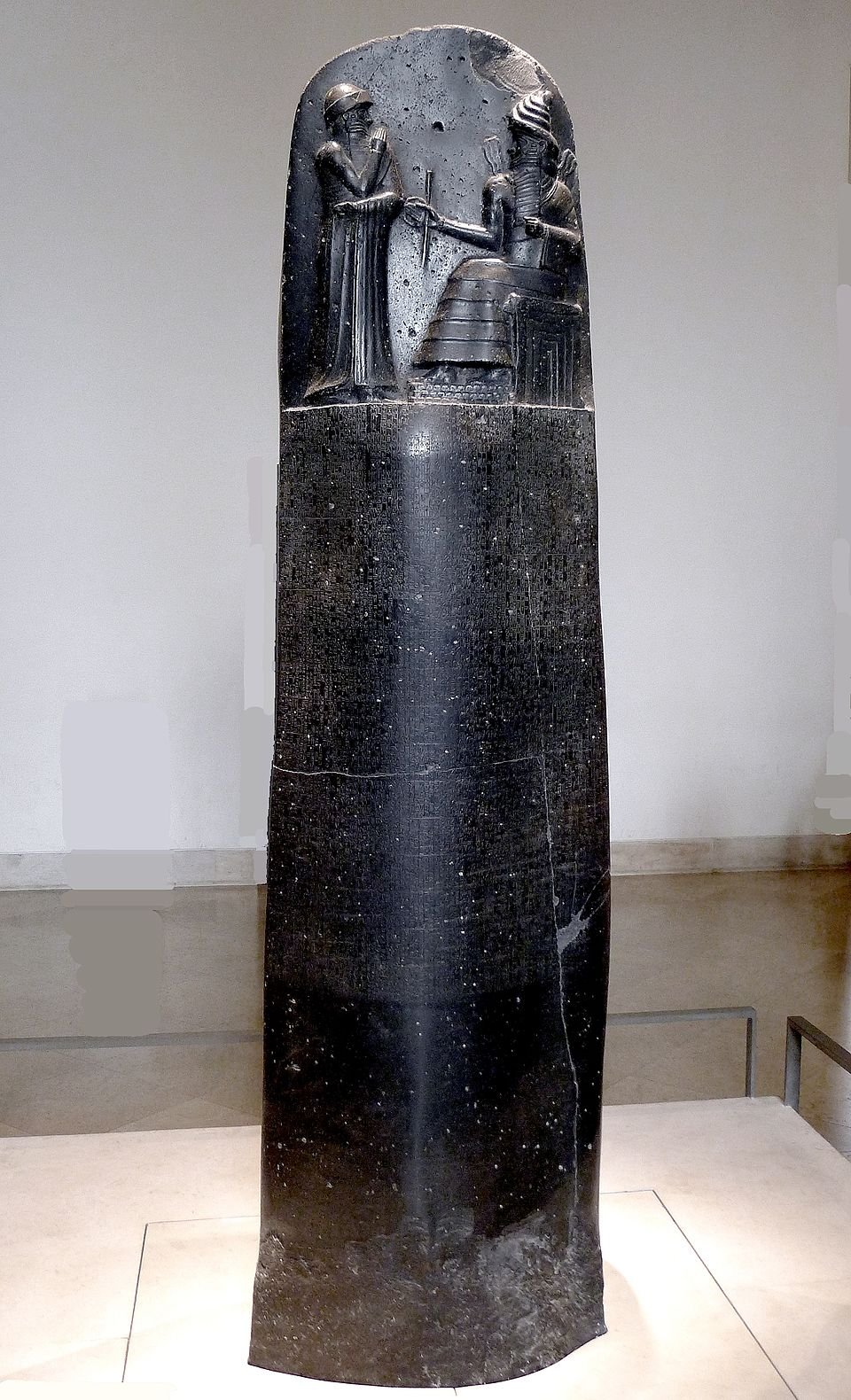 The basalt stele containing the best-preserved legal text called the Code of Hammurabi, housed in the Louvre Museum. Photo: Wikimedia Commons