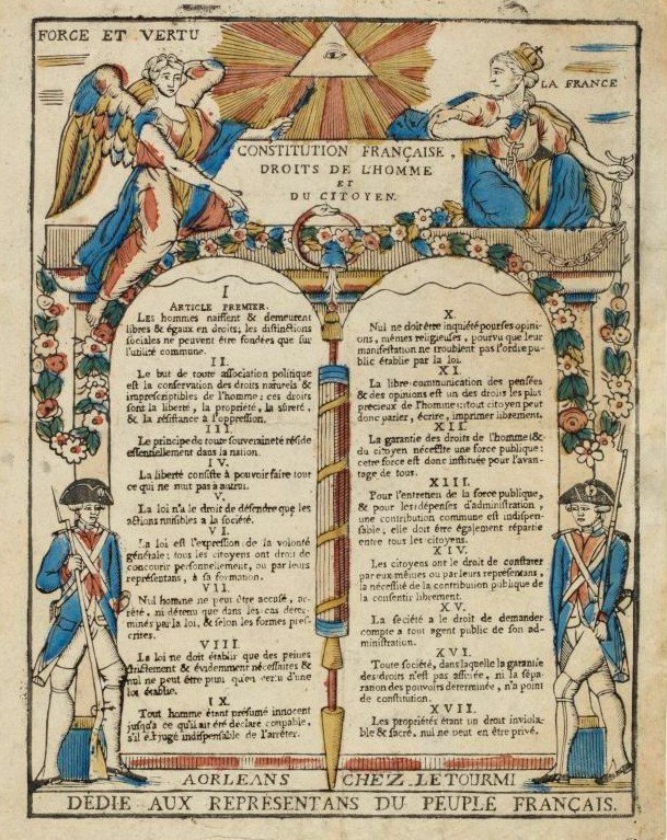 Print of the 17 articles of the Declaration of the Rights of Man and of the Citizen in 1789. Photo: Wikimedia Commons
