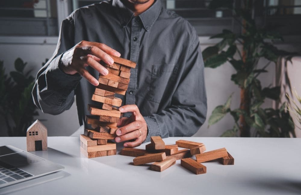 An image of blocks falling. 