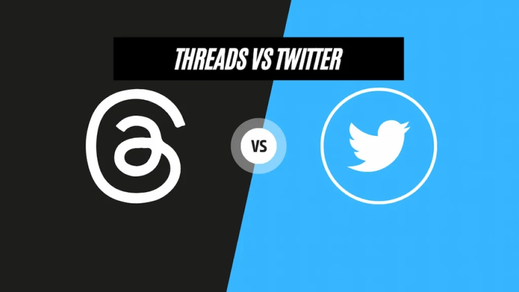 Logos of Twitter/X and Threads side by side with “vs” in the middle.