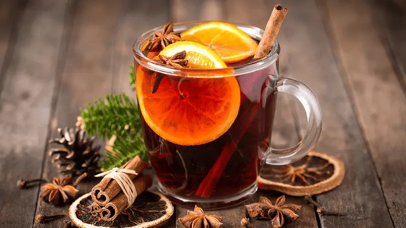 A mug of mulled wine, infused with nutmeg, cloves, and other spices.Photo: Harry and David