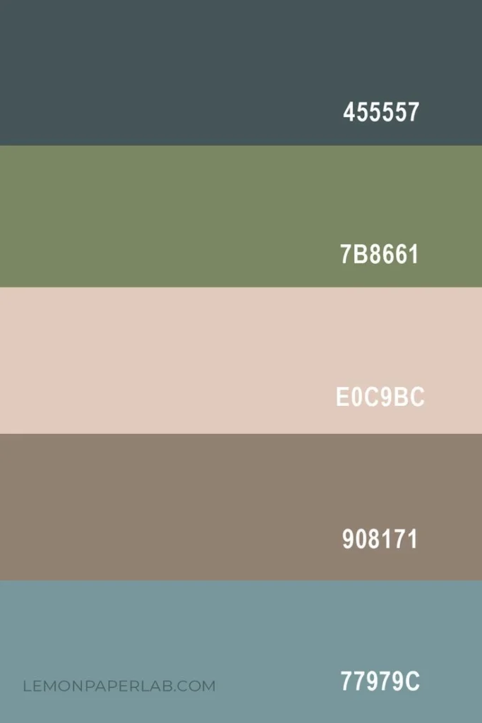 pantone color swatches for calming bedroom design ideas with blues greens neutrals
