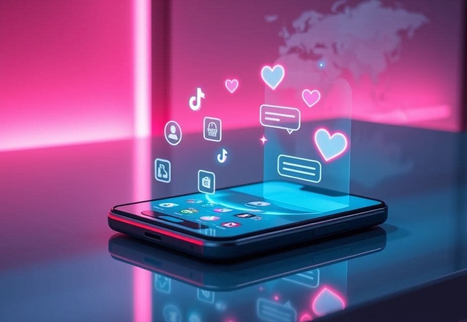 A smartphone screen displaying a TikTok Live session with floating heart and comment reactions, symbolizing the future of live selling and audience engagement.