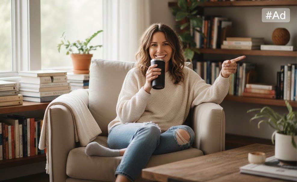 Influencer clearly disclosing a sponsored partnership while maintaining authentic, natural content flow.